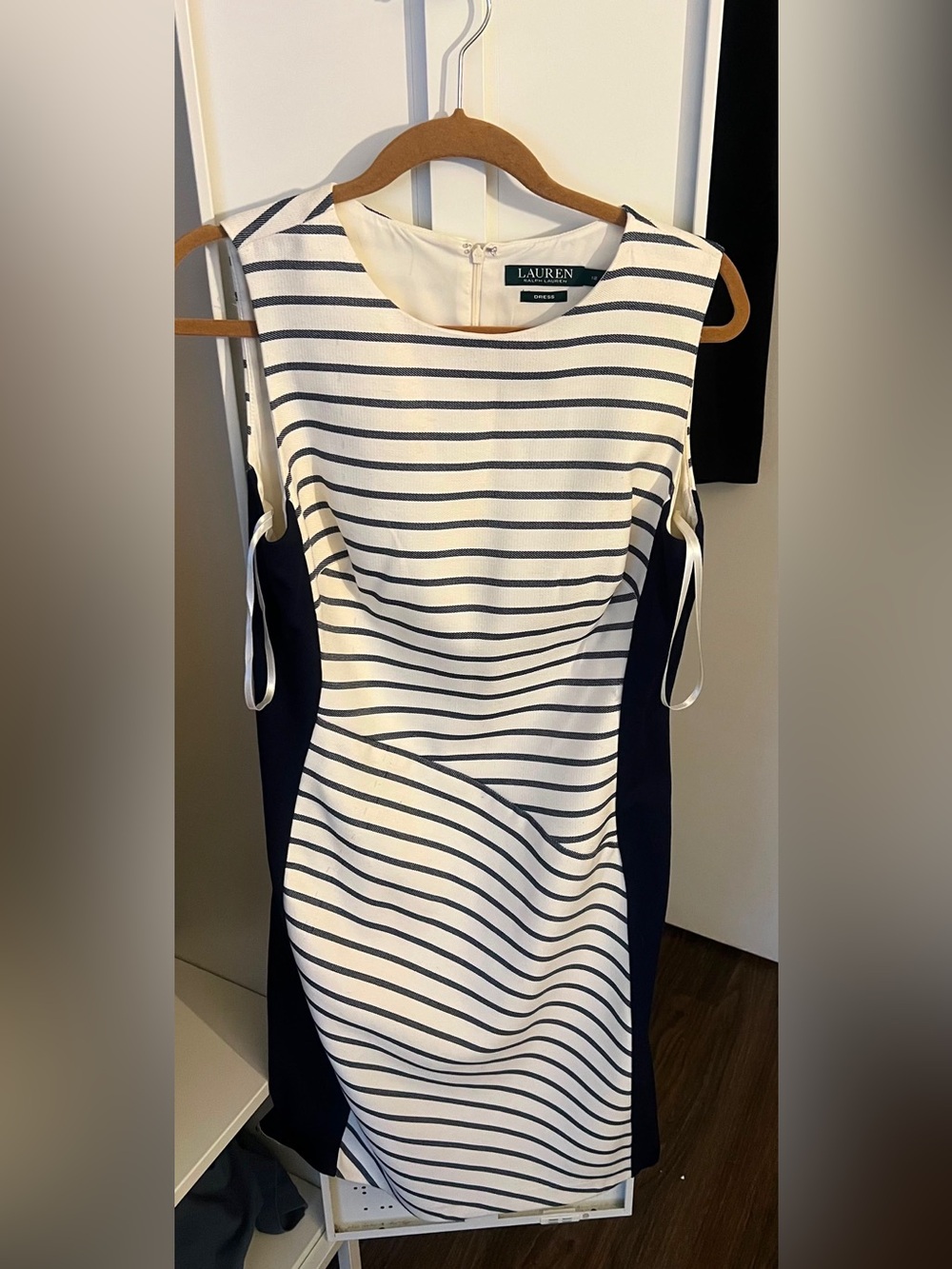 Ralph Lauren Navy and White Striped Sheath Dress